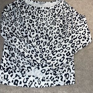 White Birch Black and White Leopard Print Blouse